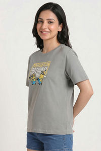 Zivame Minions Knit Cotton Loungewear Top - Ultimate Grey — thumbnail 3